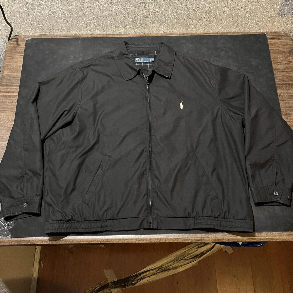 Polo Ralph Lauren Harrington Jacket Vintage 2XB Black Windbreaker Windowpane 90s